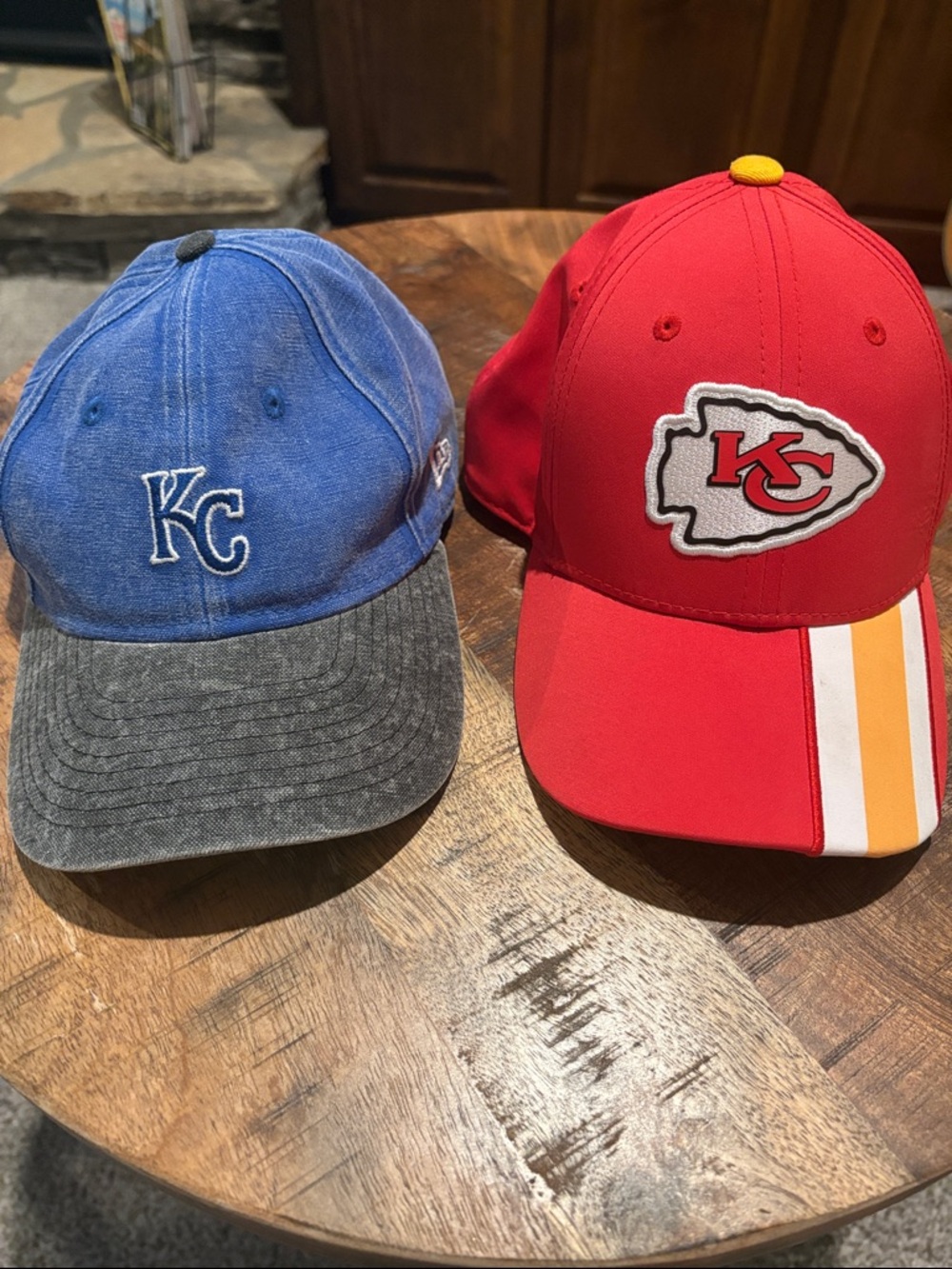 Youth KC Blue Baseball Cap & Kansas City Chiefs Red Logo Cap